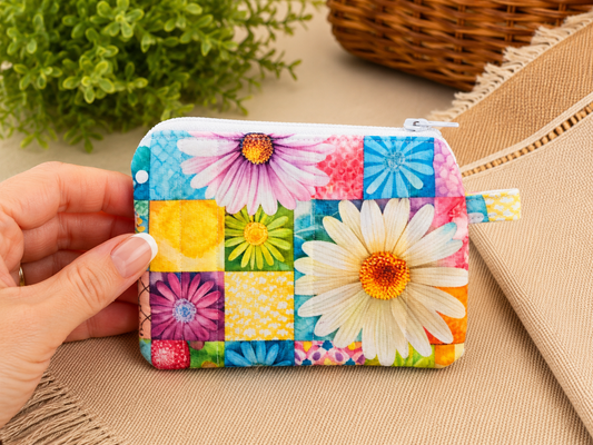 Daisy Patchwork Keychain Wallet