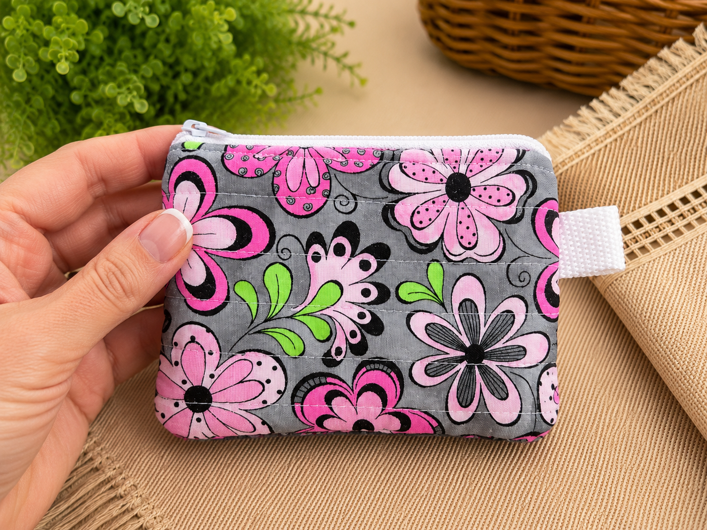 Quilted Keychain Wallet | Small Zipper Wallet (Pick Your Design)