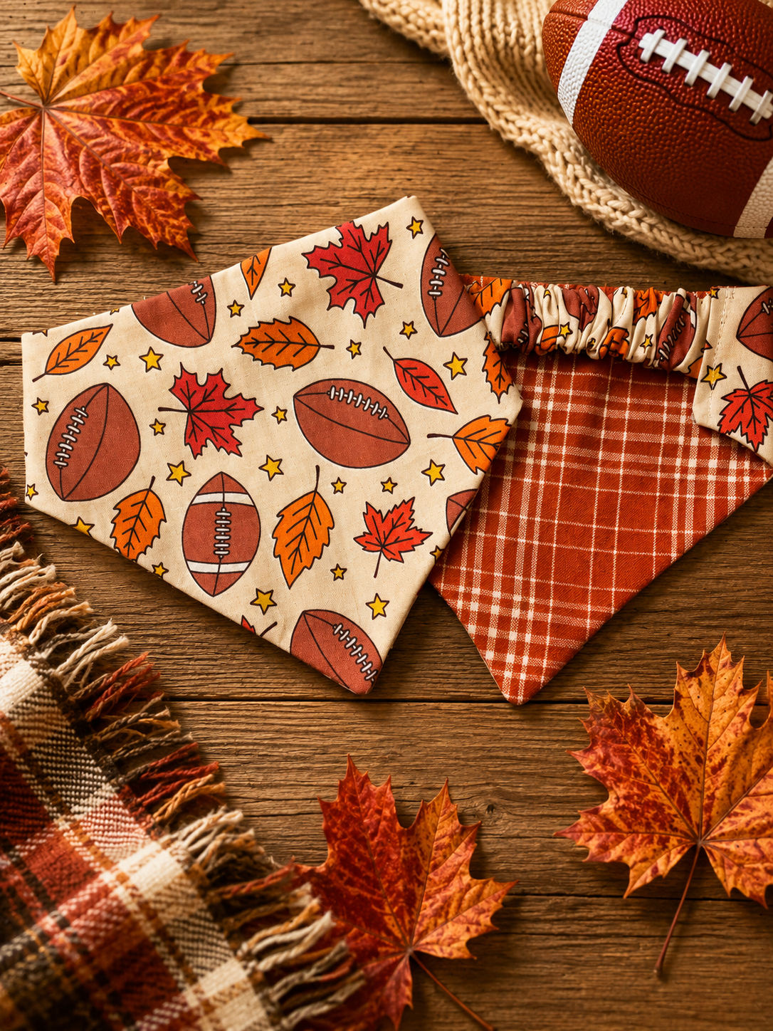 Football Scrunchie Dog Bandana