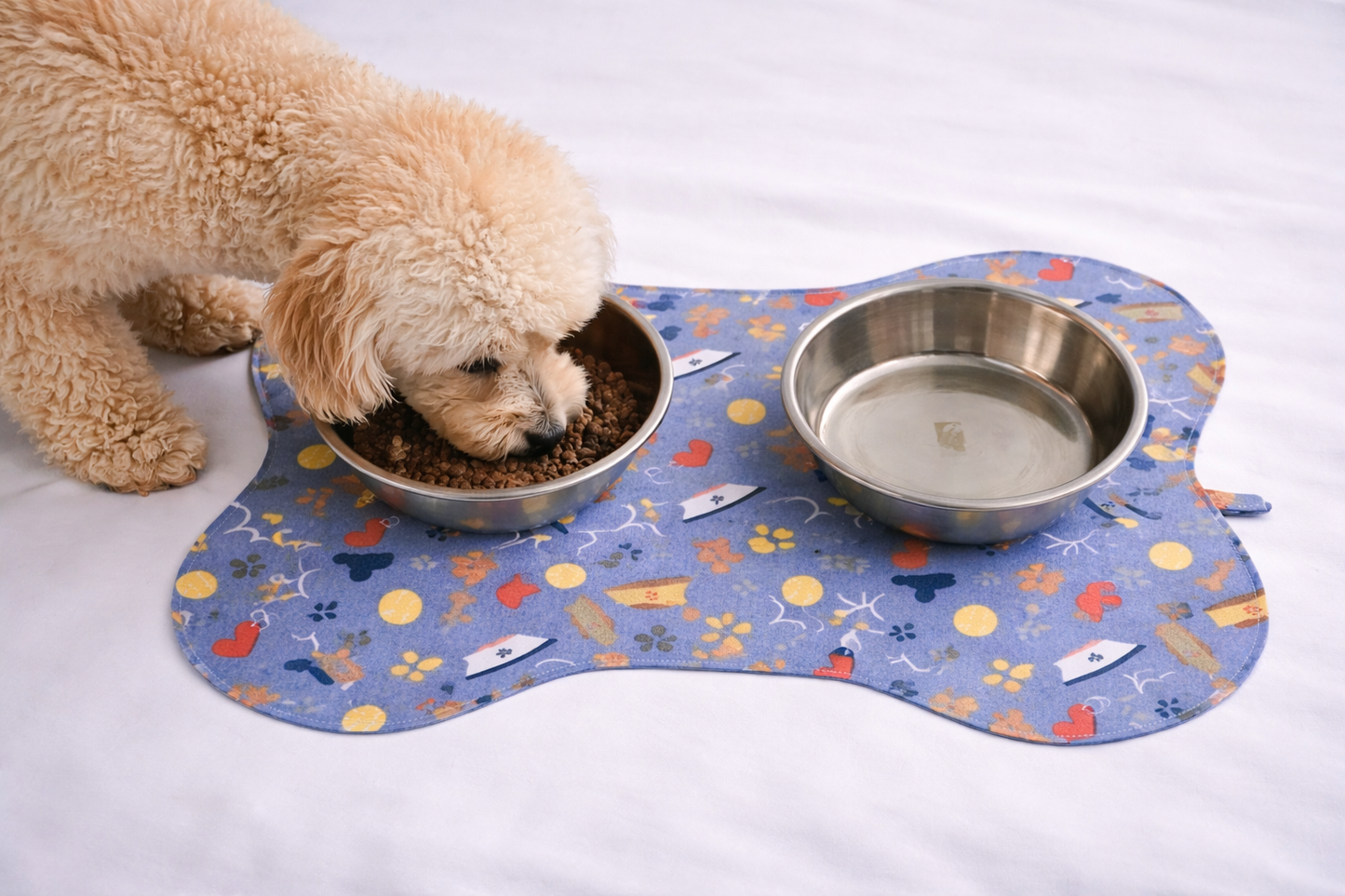 Puppy Party Bone-Shaped Dog Dish Mat