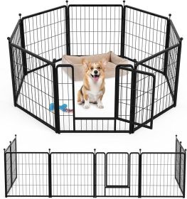 24 Inch 8 Panles, Ideal Dog Fence for Puppy/Small Dogs Indoor & Outdoor Bliss, Perfect Dog Pen for Camping, Yard, RV, Garden Fence, Black