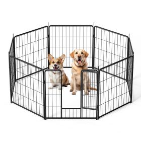 Dog Playpen Indoor Outdoor, 24" Height 8 Panels Fence with Anti-Rust Coating, Metal Heavy Portable Foldable Dog Pen for Large