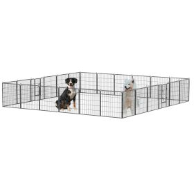 32'' Dog Playpen - Foldable 24-Panel Heavy Duty Metal Exercise Fence for Large, Medium & Small Dogs, Portable & Anti-Rust with Doors