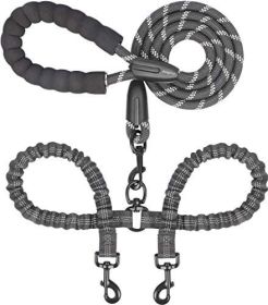 Dual Dog Leash - 360° Swivel No-Tangle Double Leash with Shock-Absorbing Bungee for Two Dogs