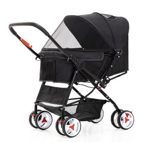 Four Wheel Folding Pet Stroller, Dog Jogger Travel Cats Carrier Adjustable Canopy Storage Brake Mesh Window