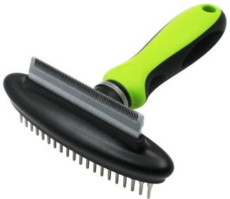 Pet Life Flex 2-in-1 Grooming Rake & Deshedder - Dual-Sided Undercoat Brush for Dogs & Cats, Reduces Shedding & Tangles