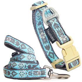 Touchdog 'Shape Patterned' Collar & Leash - Tough Stitched Embroidered Design for Durability & Style