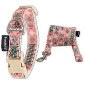 Touchdog 'Carpentry Patterned' Collar & Leash Set - Tough Stitched & Embroidered for Durability & Style