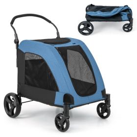 4-Wheel Extra Large Foldable Dog Stroller - Pet Stroller with Dual Entry for Easy Access, Lightweight and Durable Design