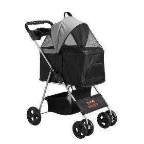 Dog Stroller VEVOR Four Wheel Pet Stroller with Brakes and Detachable Carrier 35lbs Capacity