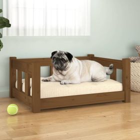 Wooden Dog Bed Honey Brown Solid Pine Frame 25.8 x 19.9 x 11 Inches