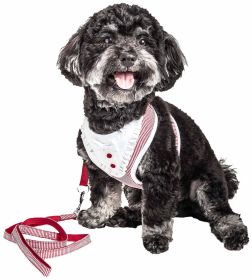 Pet Life Luxe 'Spawling' 2-In-1 Mesh Reversed Adjustable Dog Harness-Leash W/ Fashion Bowtie (Color: Red, size: medium)