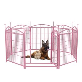 Dog Playpen Indoor 32 inch 8 Panels Metal Dog Pen Pet Dog Fence Outdoor Exercise Pen with Doors (Color: as Pic)